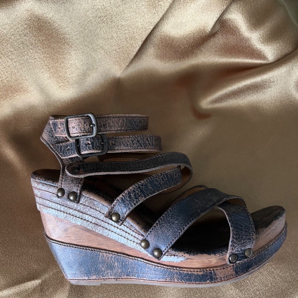Bed Stu Juliana Wooden Wedge Platform Sandals 9.5 - Picture 4 of 13